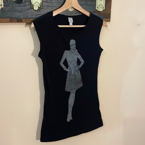 2/$30 Tristan Sleeveless Black Fashion Lady Print Top Size XS - Picture 6 of 15